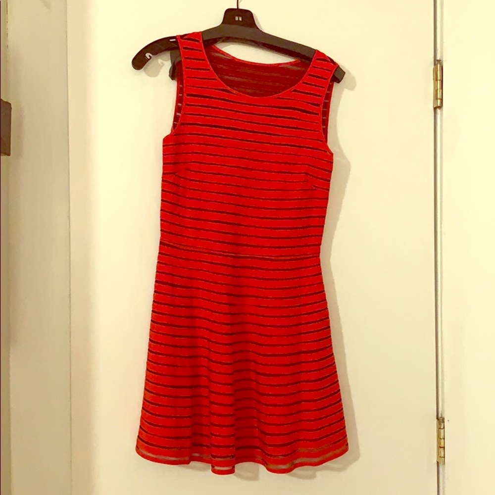 Parker fit and flare red mini dress
